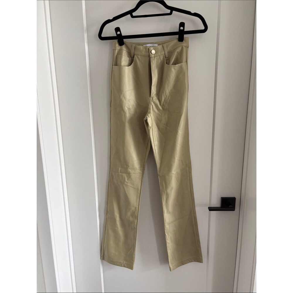 WeWoreWhat Faux Leather Pants in Light Olive